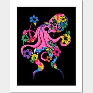 Floral Octopus Posters and Art